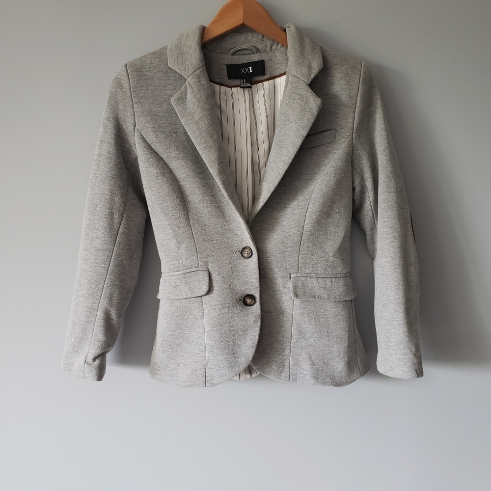 Forever 21 Heather Grey Blazer With Elbow Patches